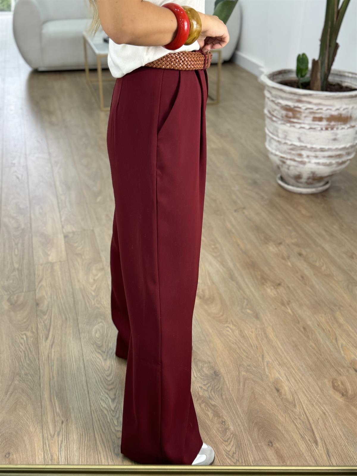 Premium Seri Tek Pile Palazzo Bordo Pantolon