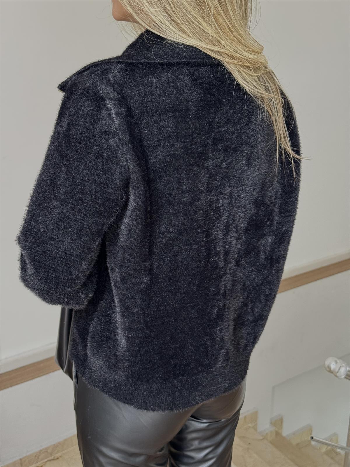 Premium Seri Yumuşak Dokulu Angora Hırka - Siyah