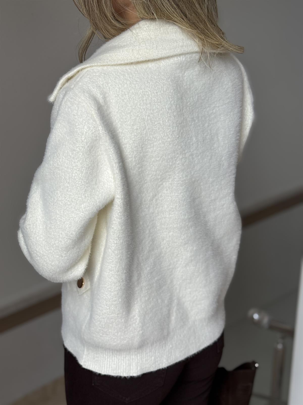 Premium Seri Yumuşak Dokulu Angora Hırka - Ekru