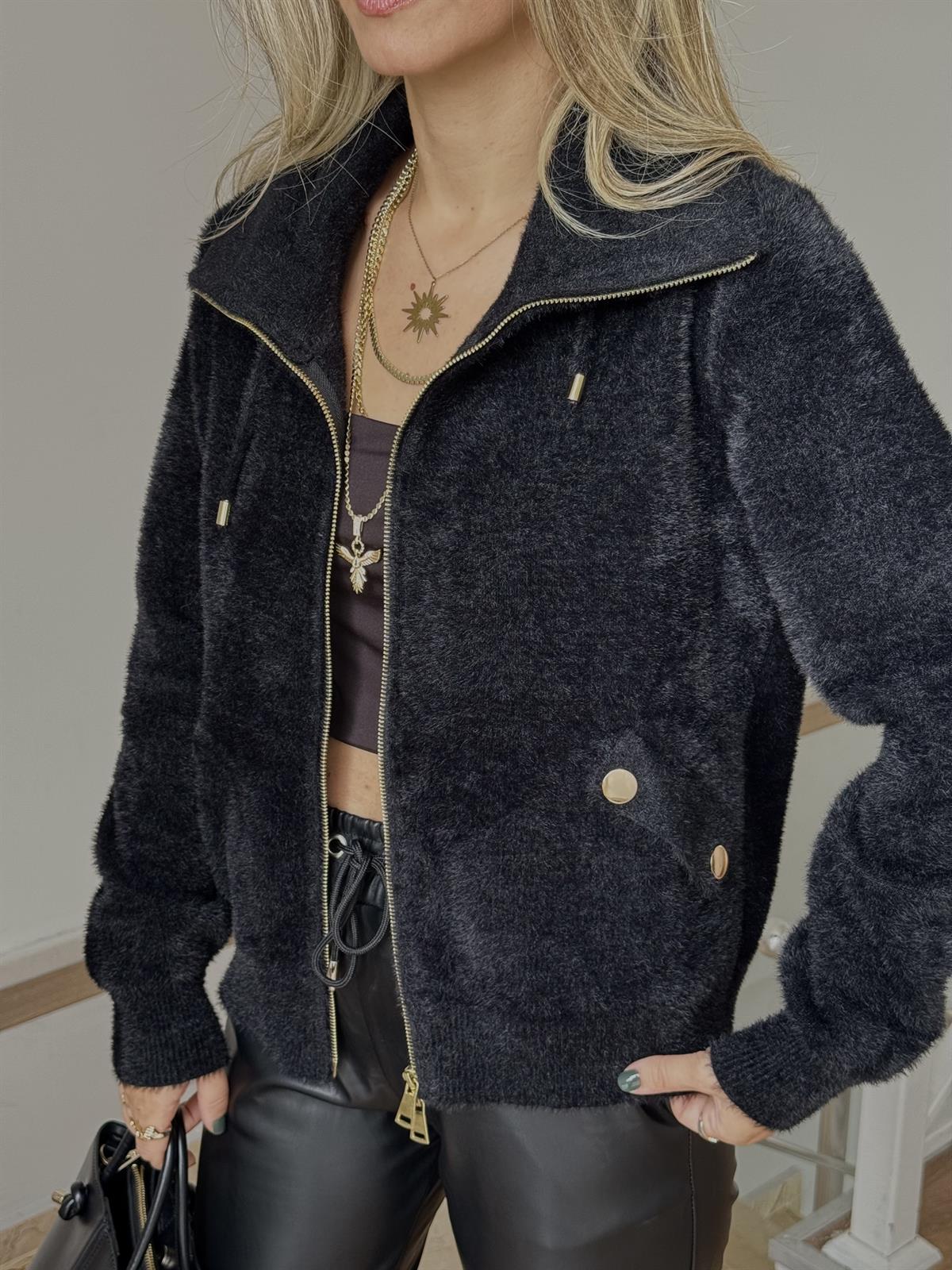 Premium Seri Yumuşak Dokulu Angora Hırka - Siyah