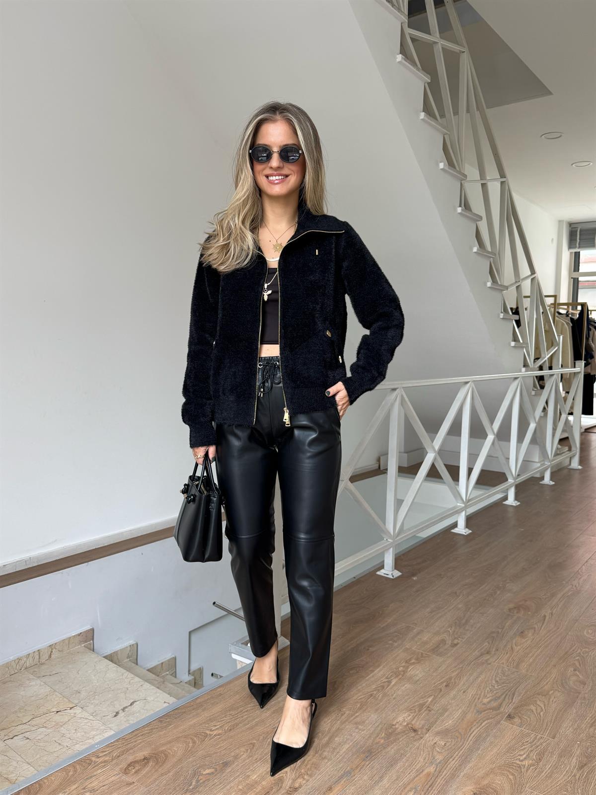 Premium Seri Yumuşak Dokulu Angora Hırka - Siyah