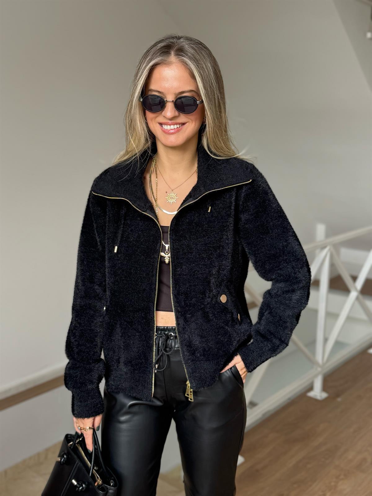 Premium Seri Yumuşak Dokulu Angora Hırka - Siyah