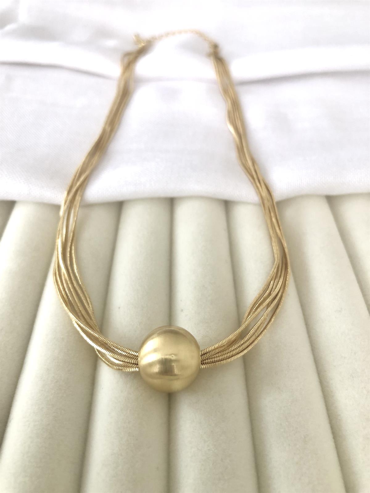 Püskül İpli Gold Top Kolye