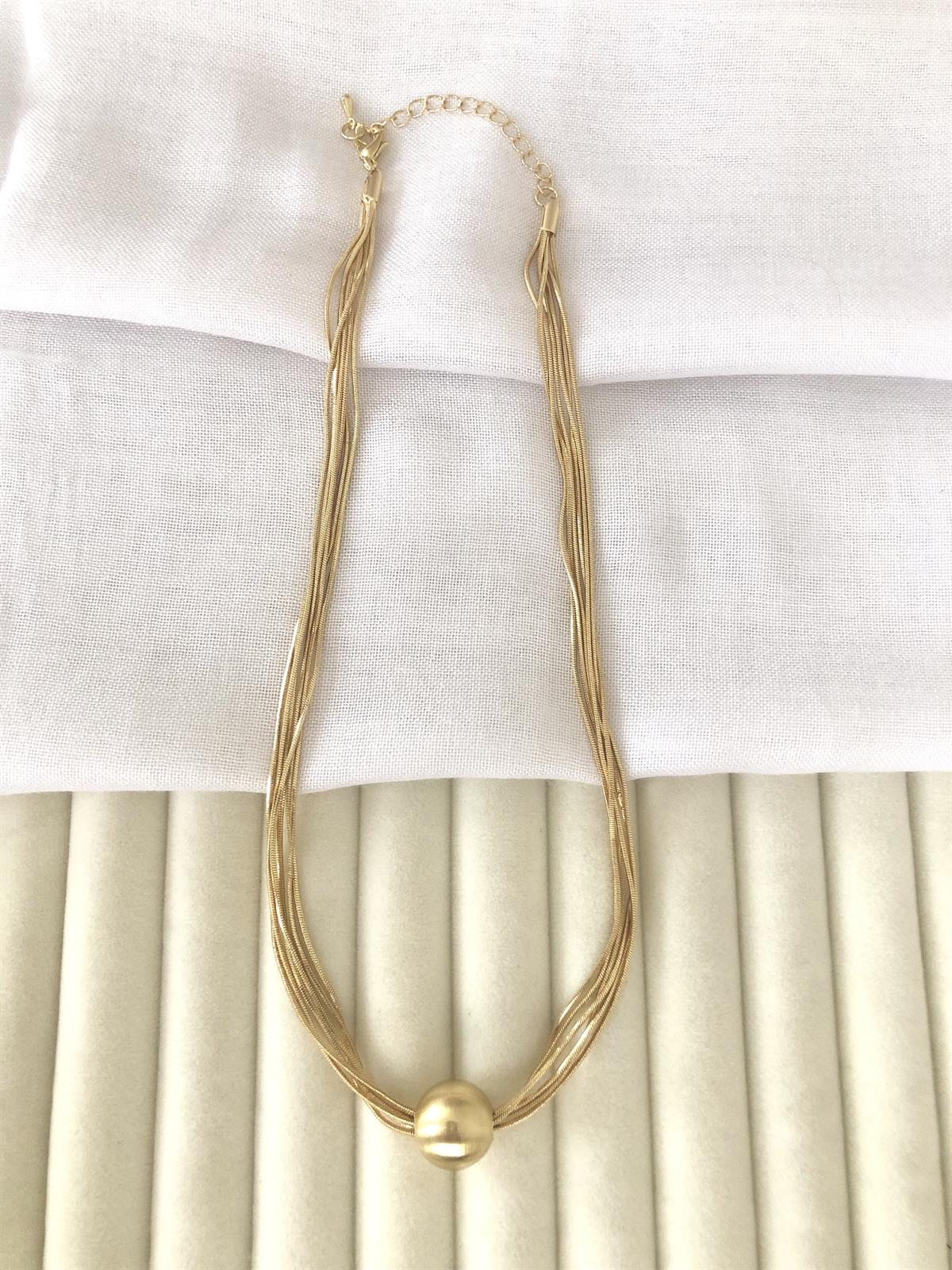 Püskül İpli Gold Top Kolye