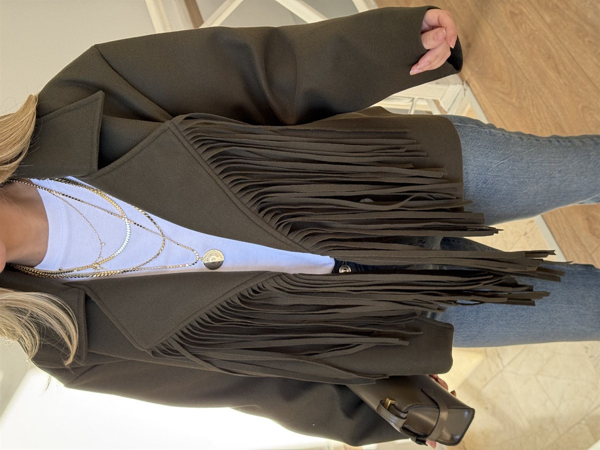 Püsküllü Kaşe Ceket - Haki