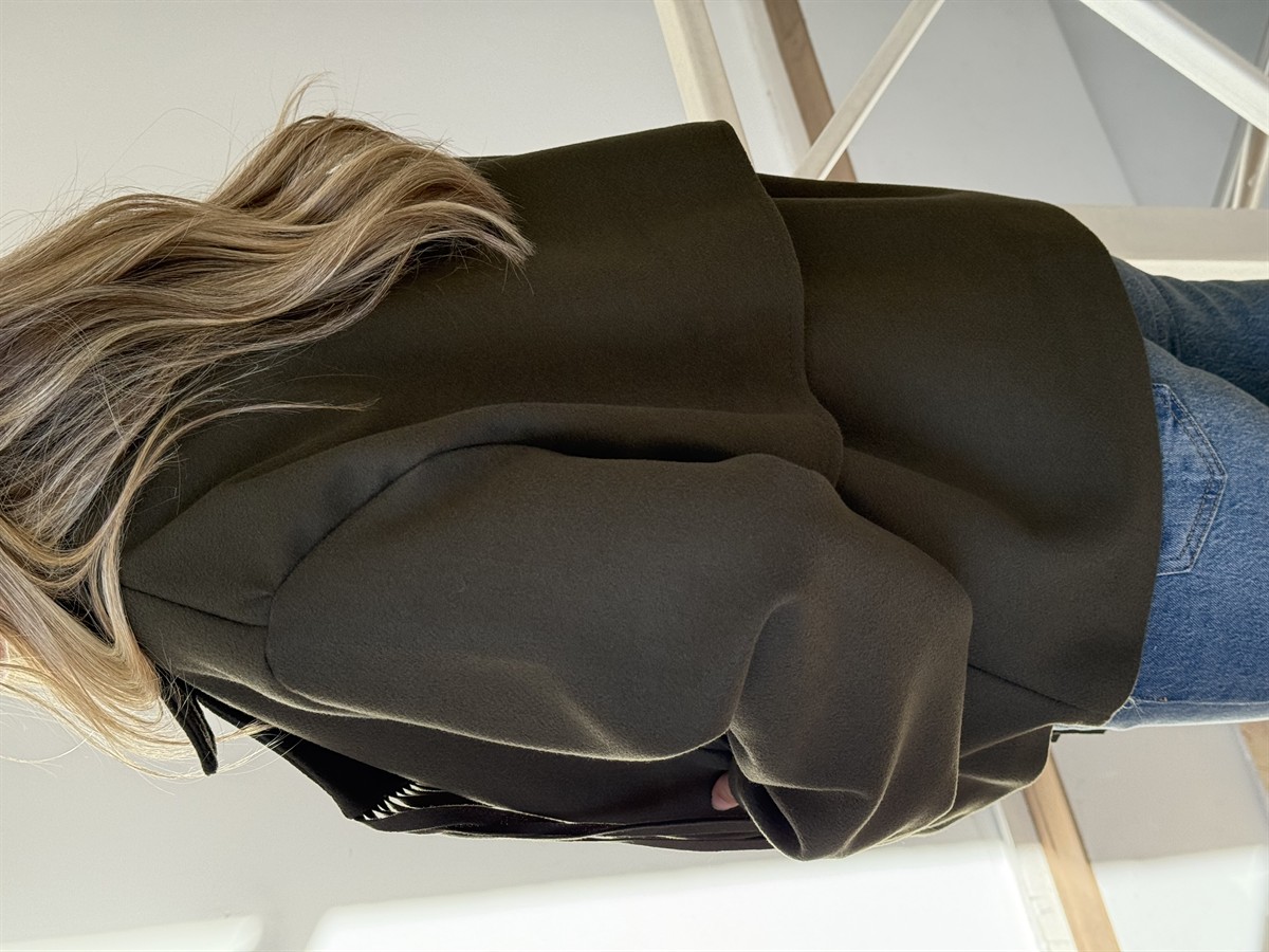 Püsküllü Kaşe Ceket - Haki