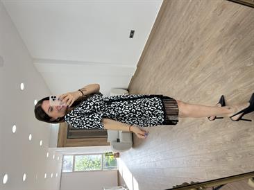 Püsküllü Saten Elbise