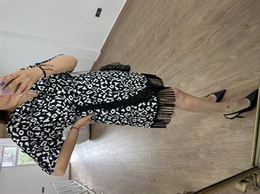 Püsküllü Saten Elbise