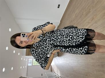 Püsküllü Saten Elbise