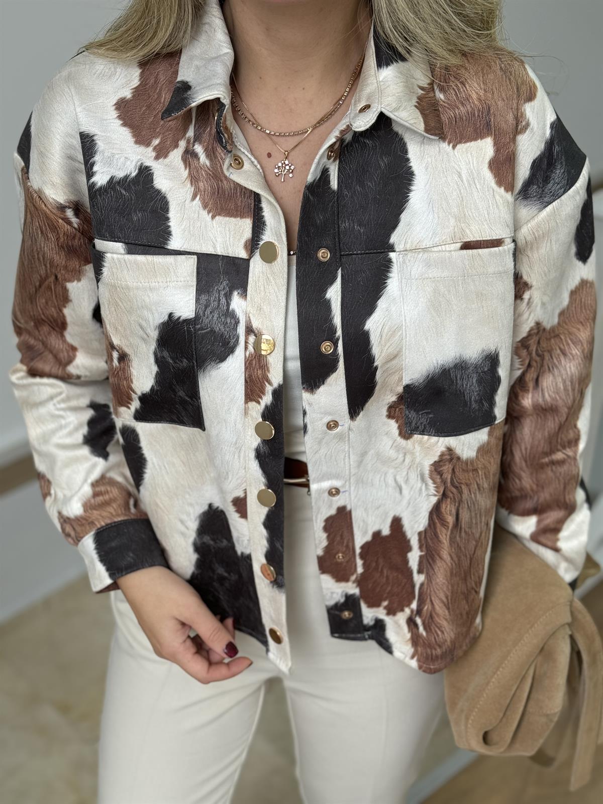 Renk Geçişli Düğmeli Süet Ceket 