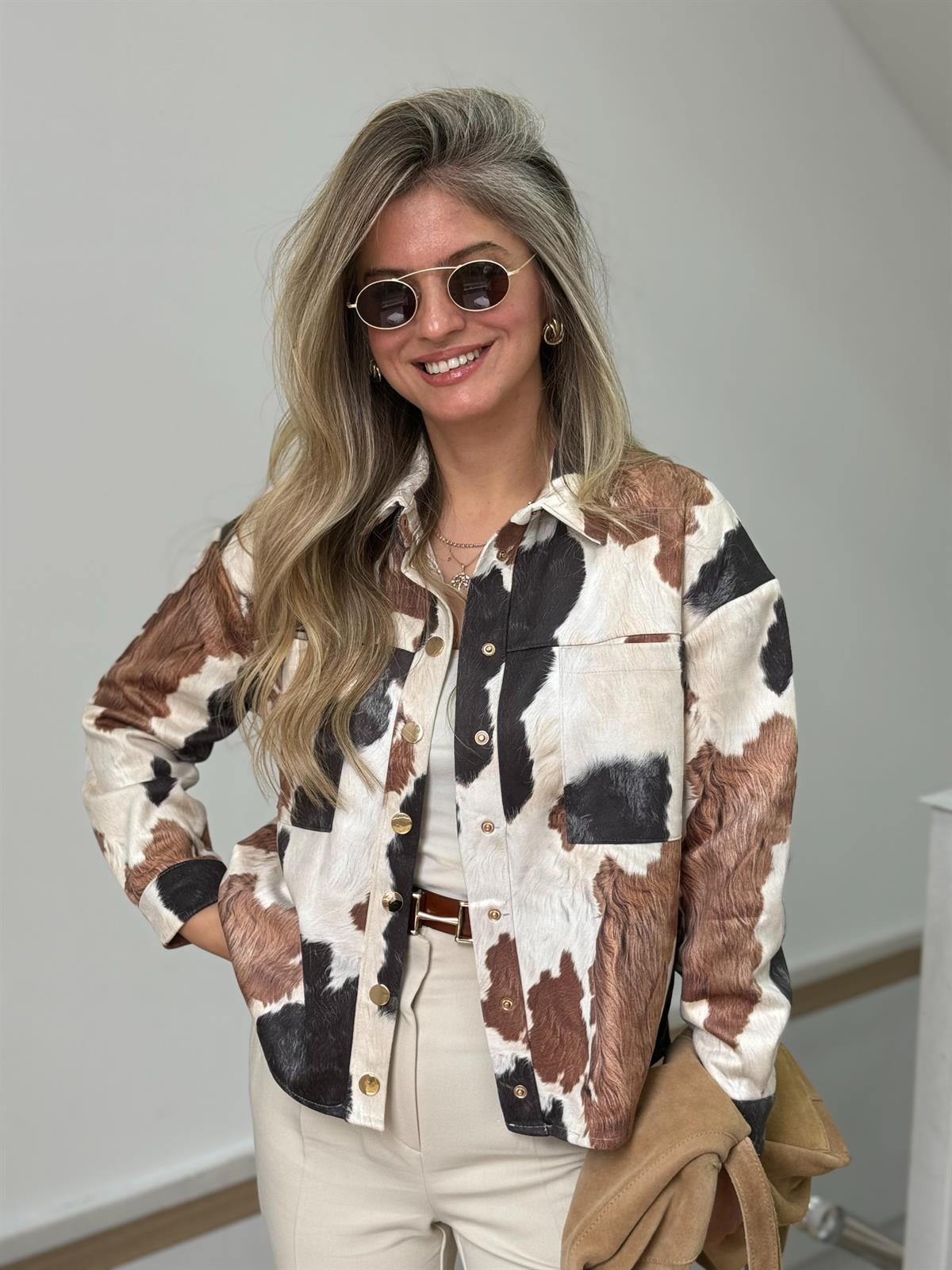 Renk Geçişli Düğmeli Süet Ceket 