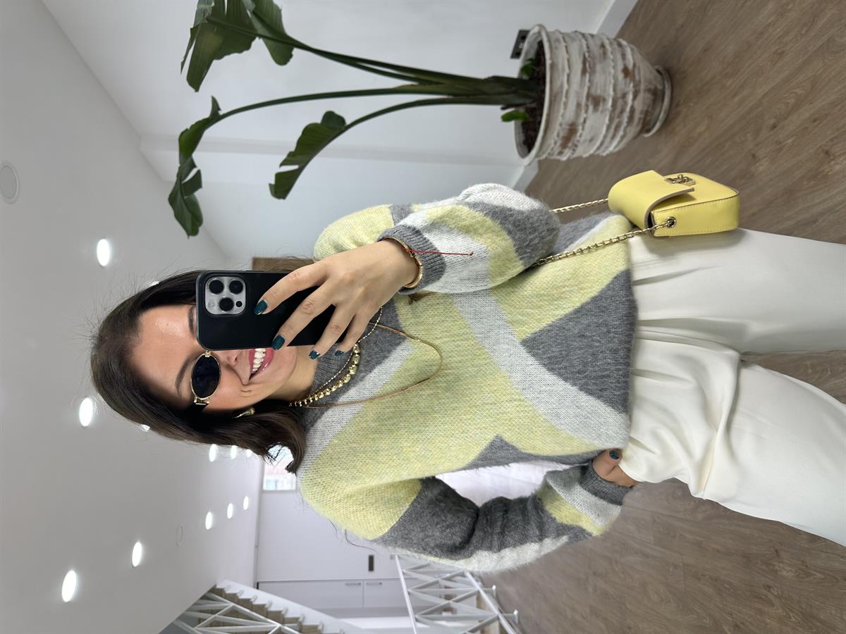 Renk Geçişli Tüylü Kazak-Gri