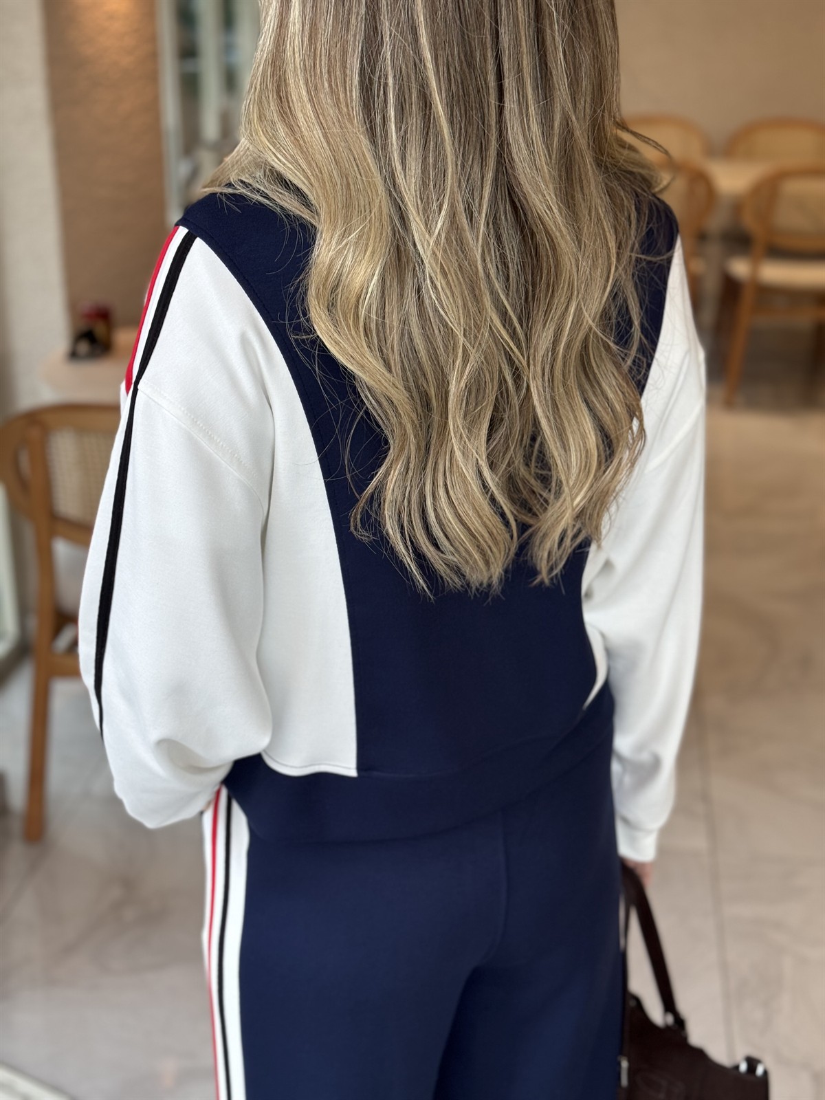 Renk Şeritli Fermuarlı Modal Takım - Lacivert