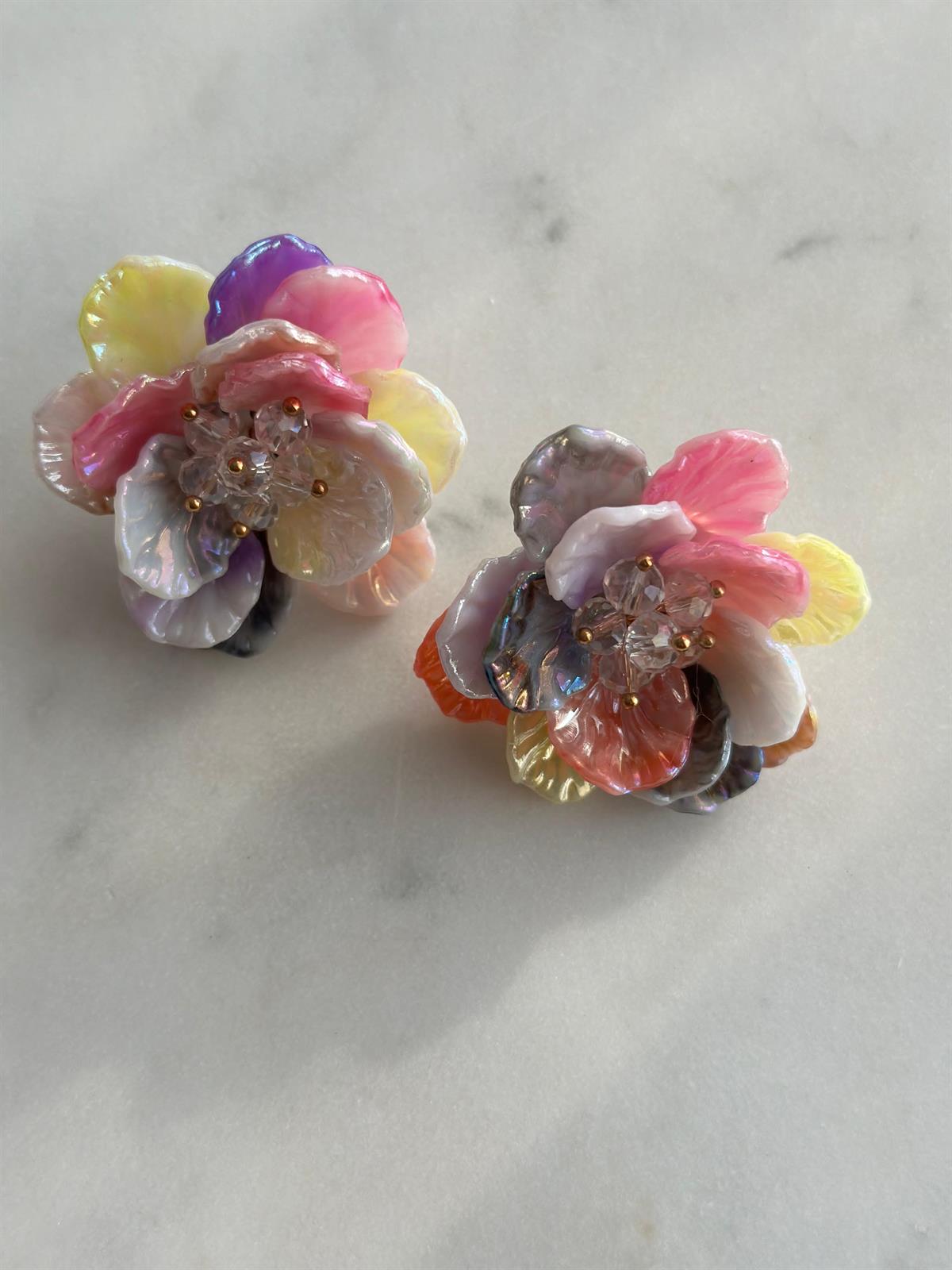 Renkli Çiçek Tasarım Küpe