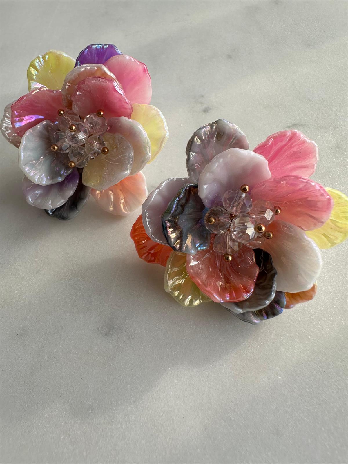 Renkli Çiçek Tasarım Küpe