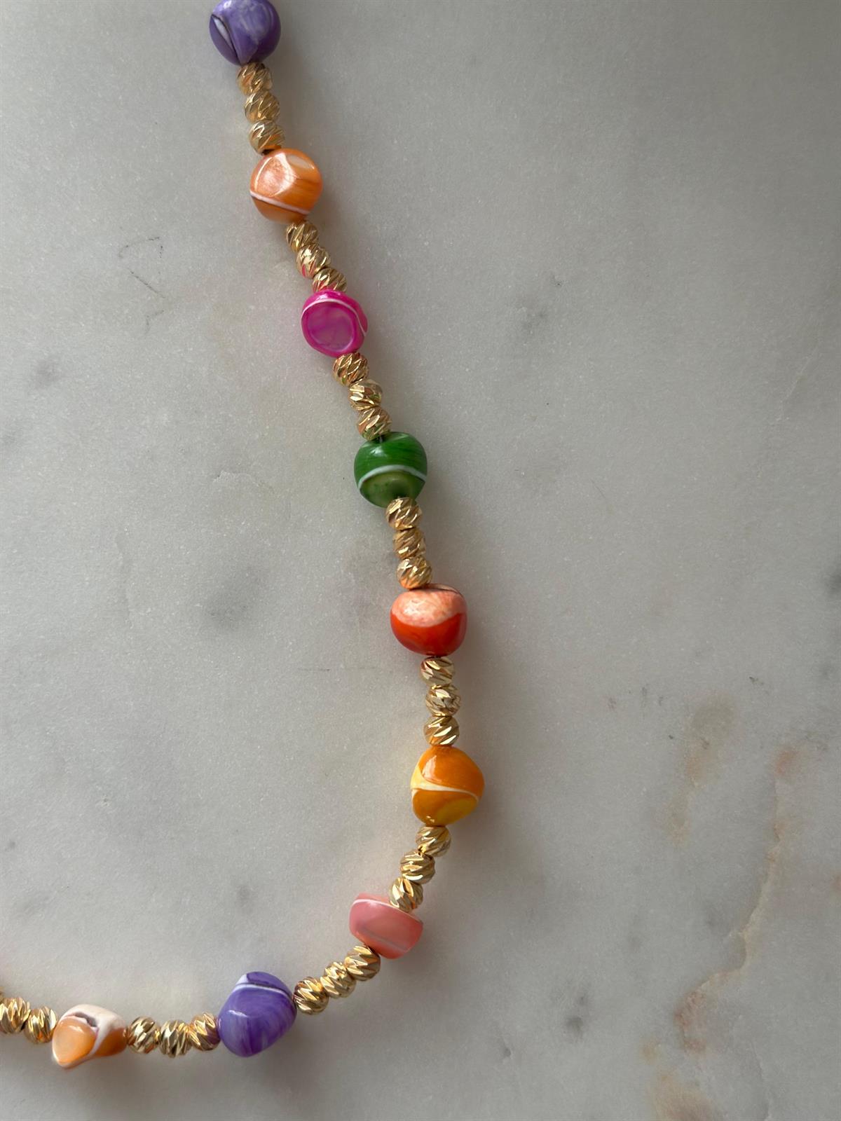 Renkli Gold Tasarım Kolye