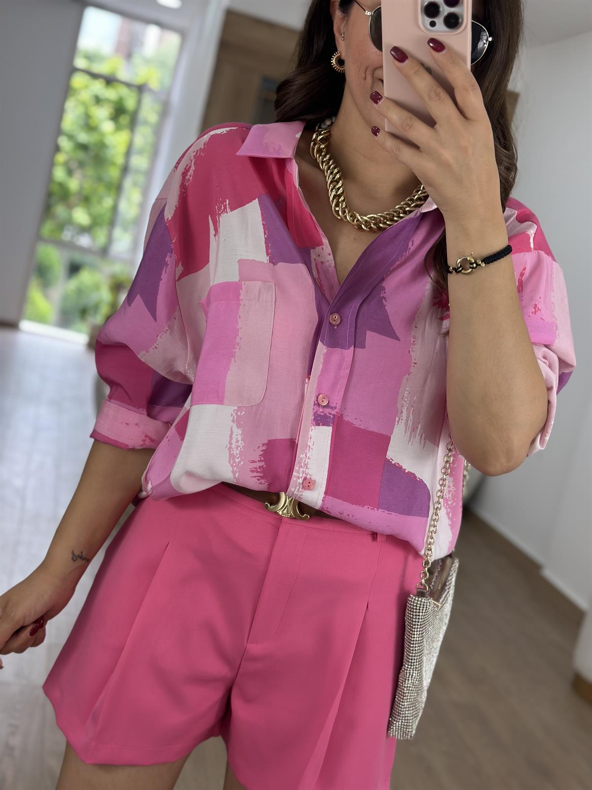 Renkli Salaş Tnsel Gömlek