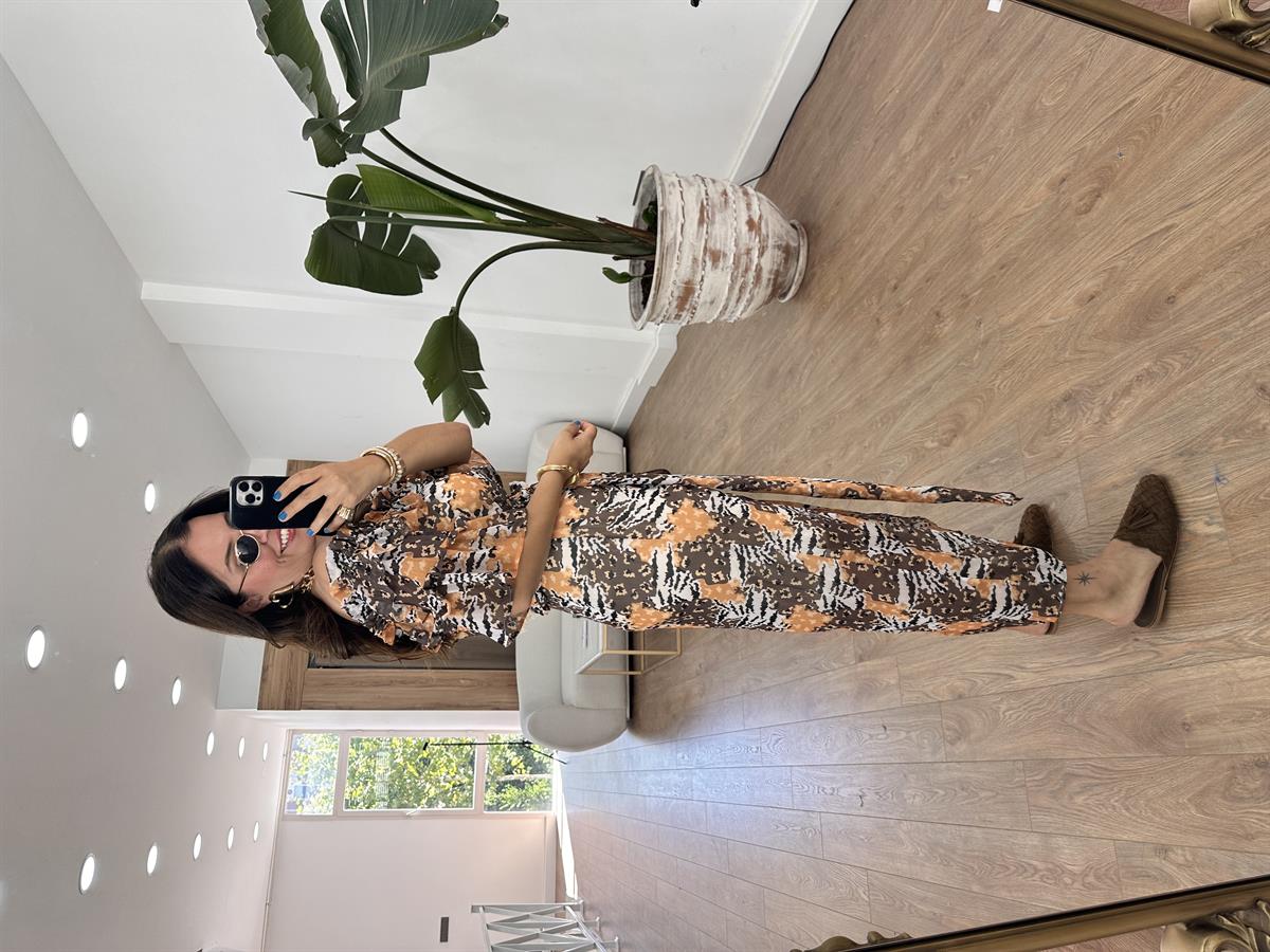 Renkli Şifon Etek-Bluz Takım