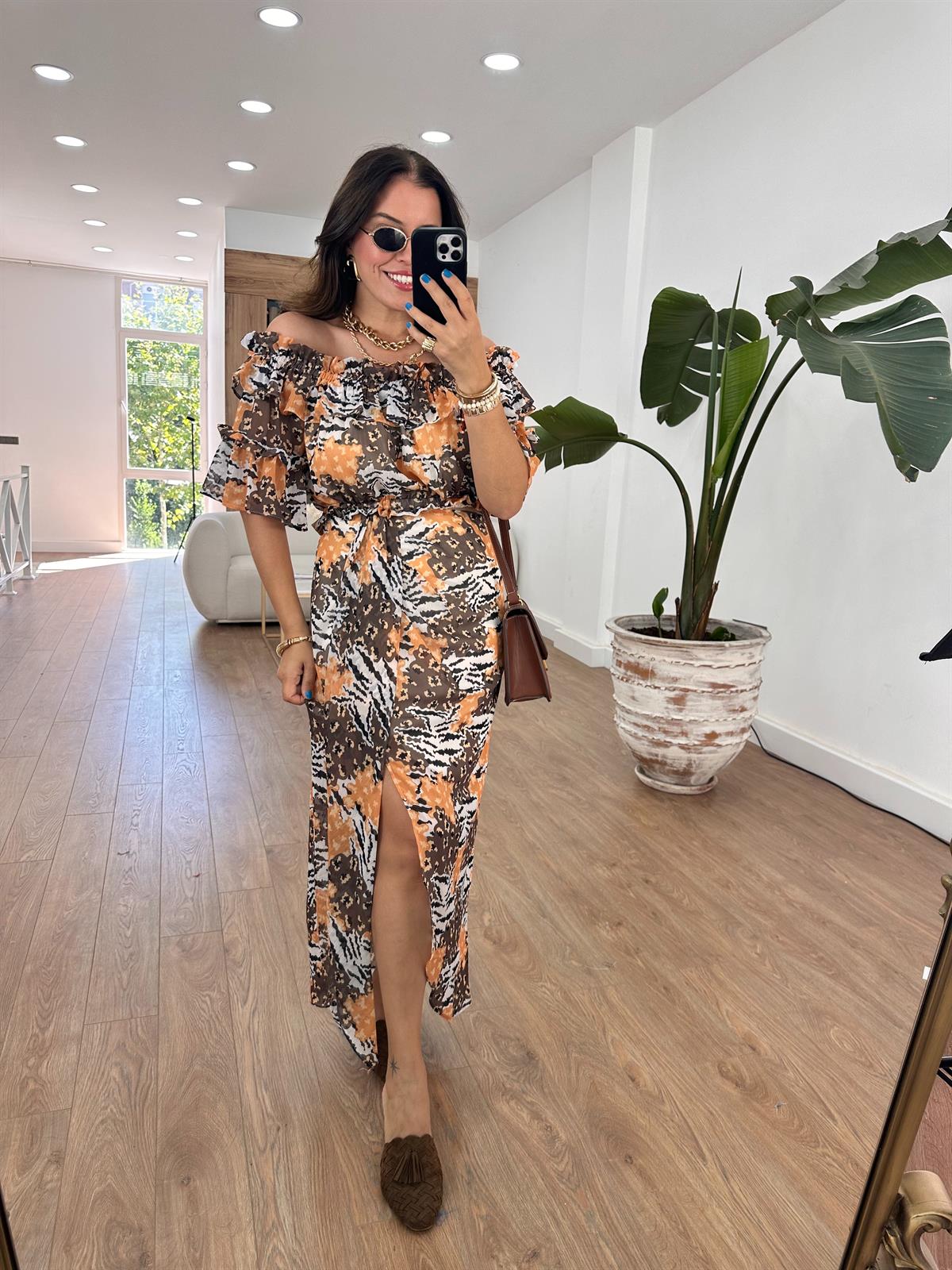 Renkli Şifon Etek-Bluz Takım