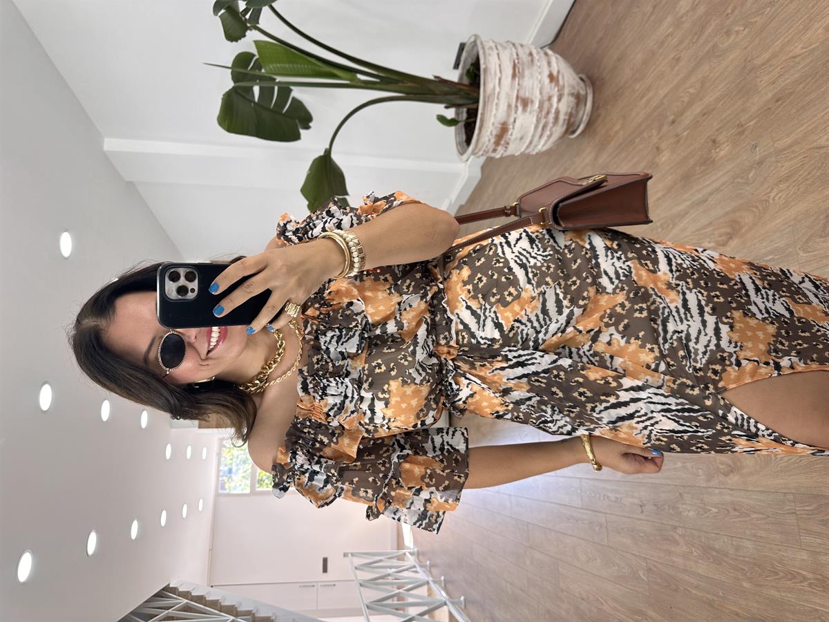 Renkli Şifon Etek-Bluz Takım