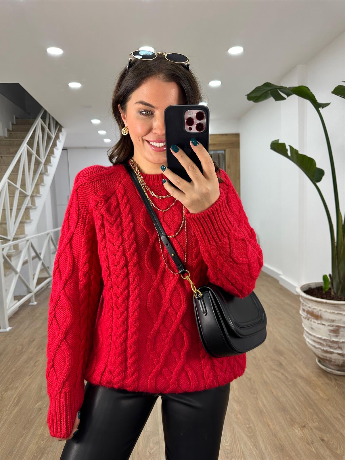 Saç Örgü Basic Salaş Kazak-Kırmızı