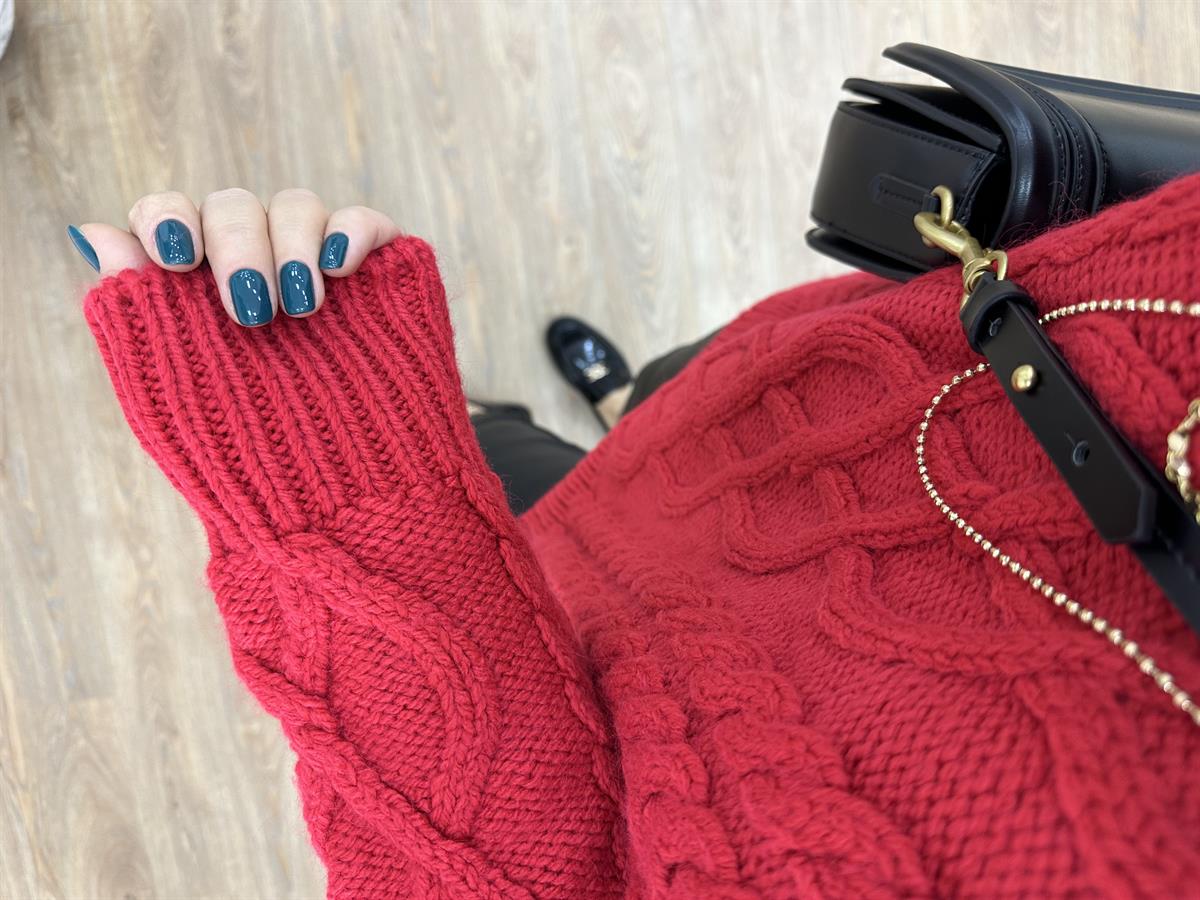 Saç Örgü Basic Salaş Kazak-Kırmızı