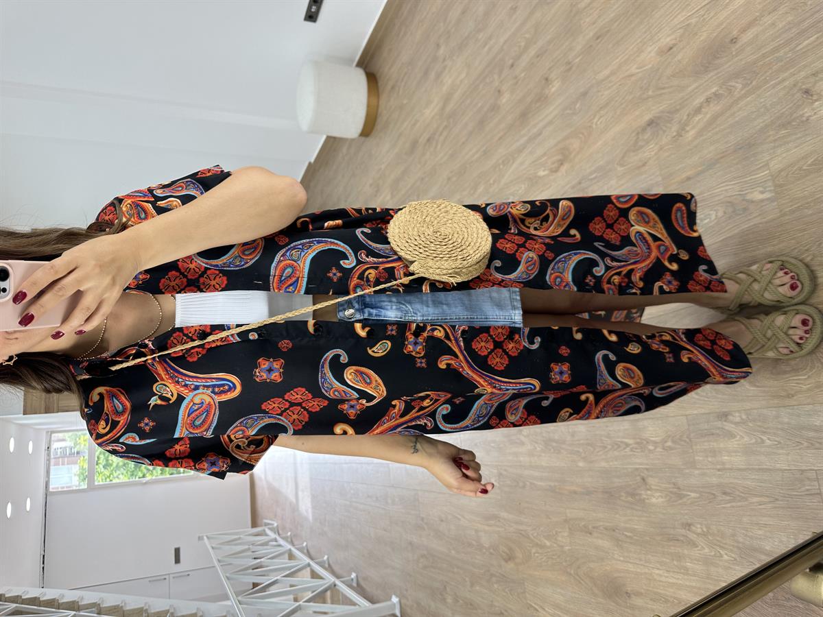 Şal Desen Gömlek Elbise