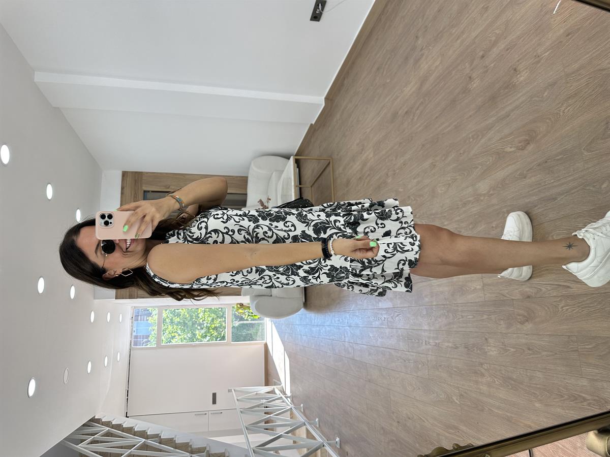 Şal Desen Keten Elbise