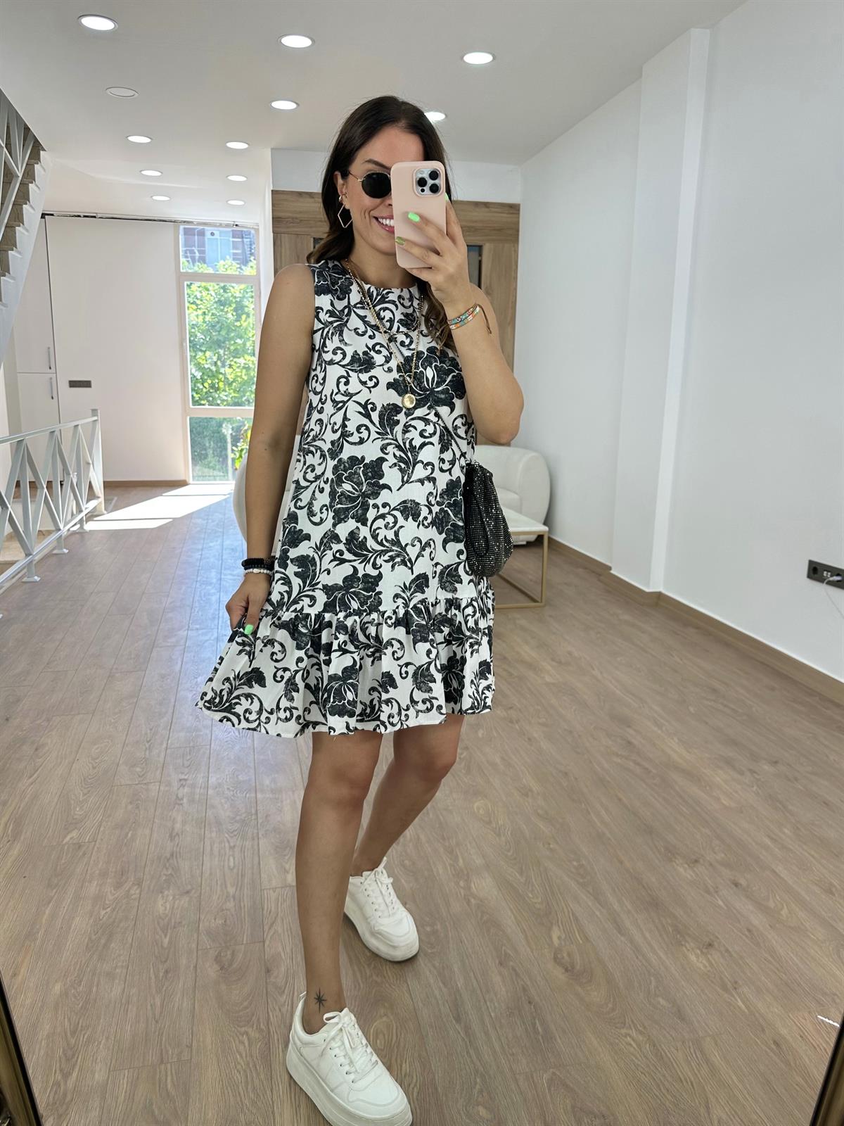 Şal Desen Keten Elbise