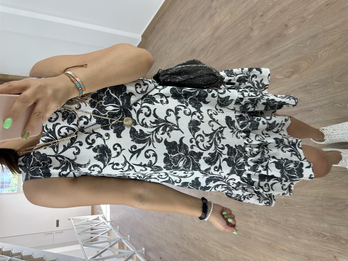 Şal Desen Keten Elbise