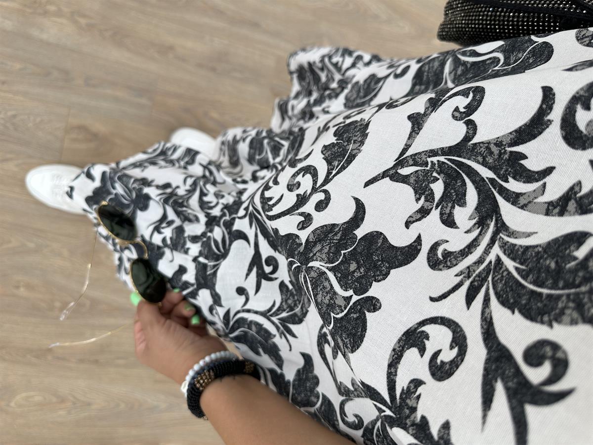 Şal Desen Keten Elbise