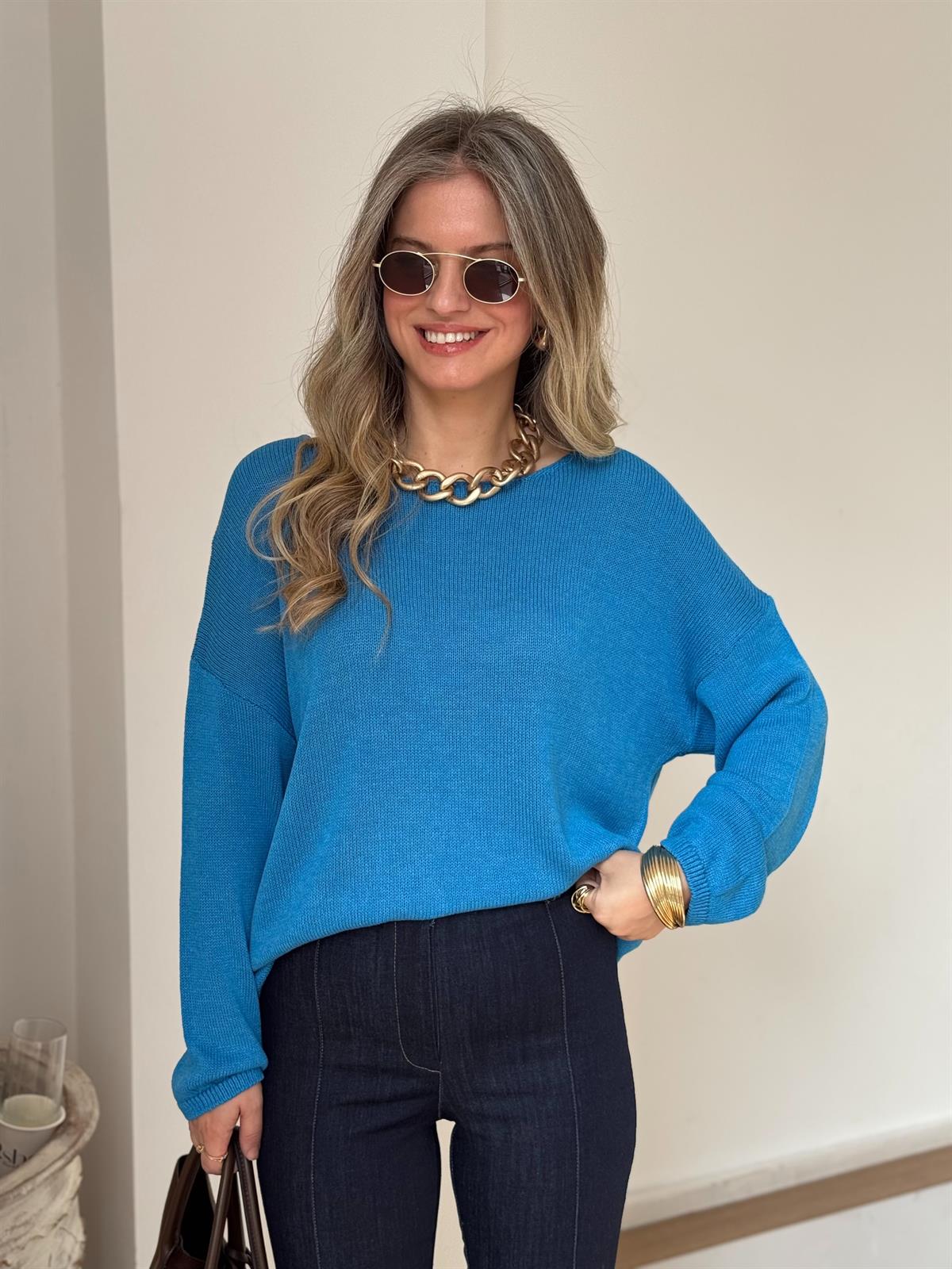 Salaş Merserize Triko - Mavi