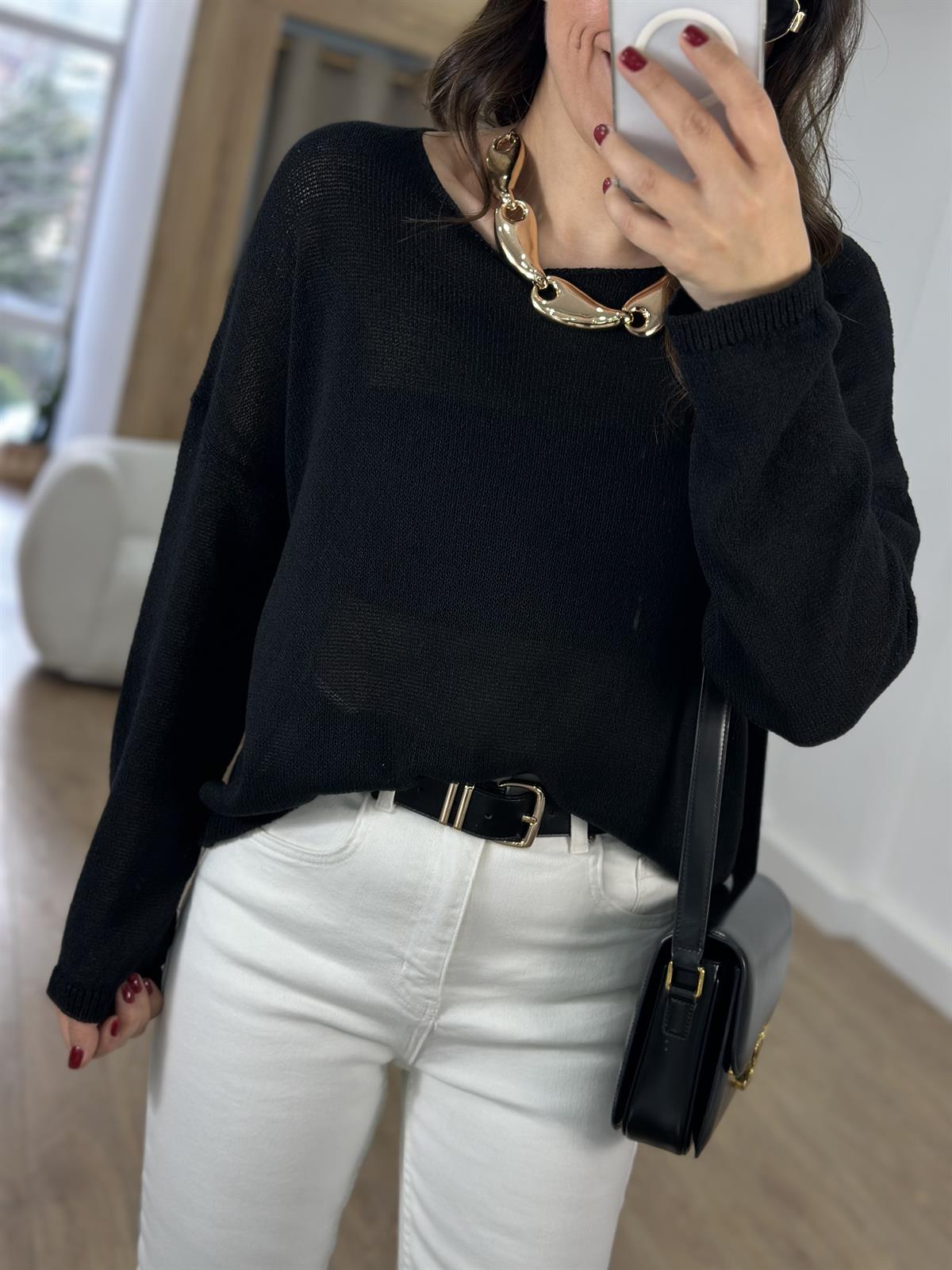 Salaş Merserize Triko - Siyah