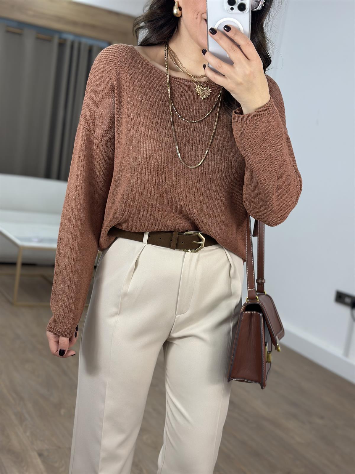 Salaş Triko Kazak - Kahverengi