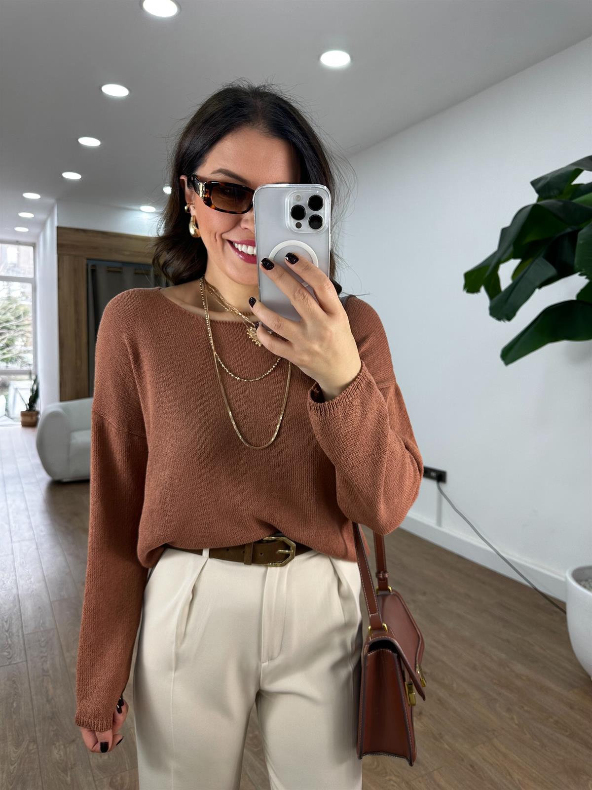 Salaş Triko Kazak - Kahverengi