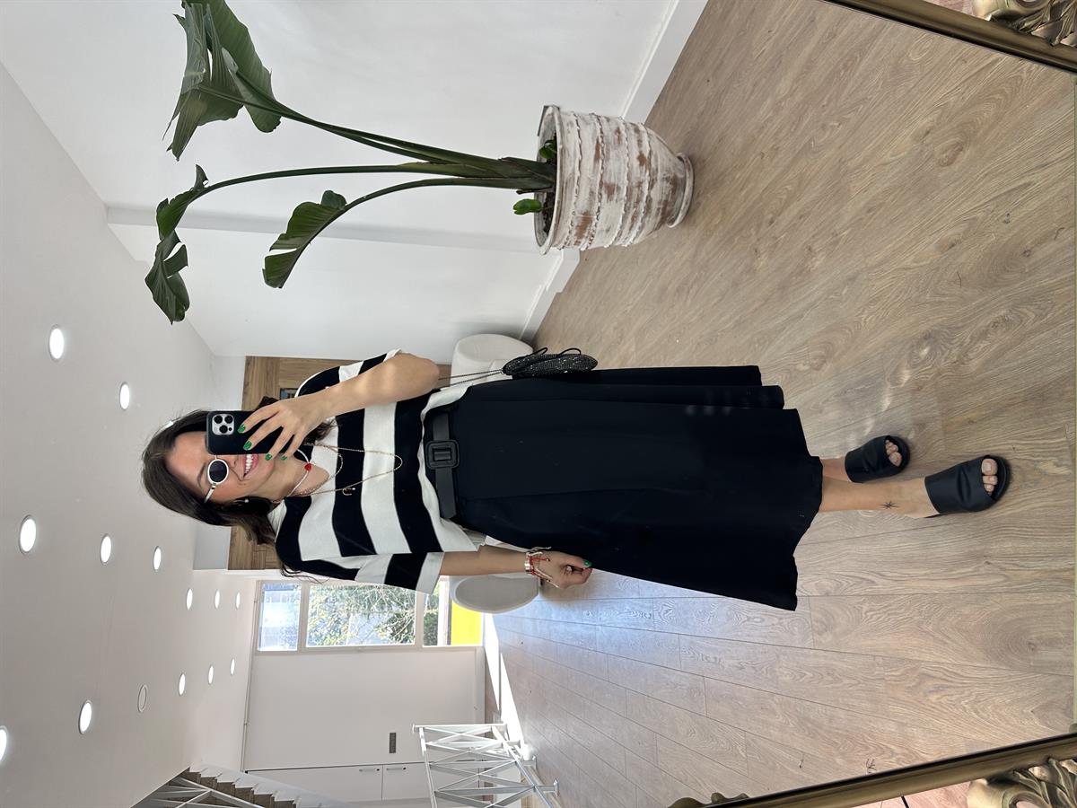 Saten Pileli Kloş Etek