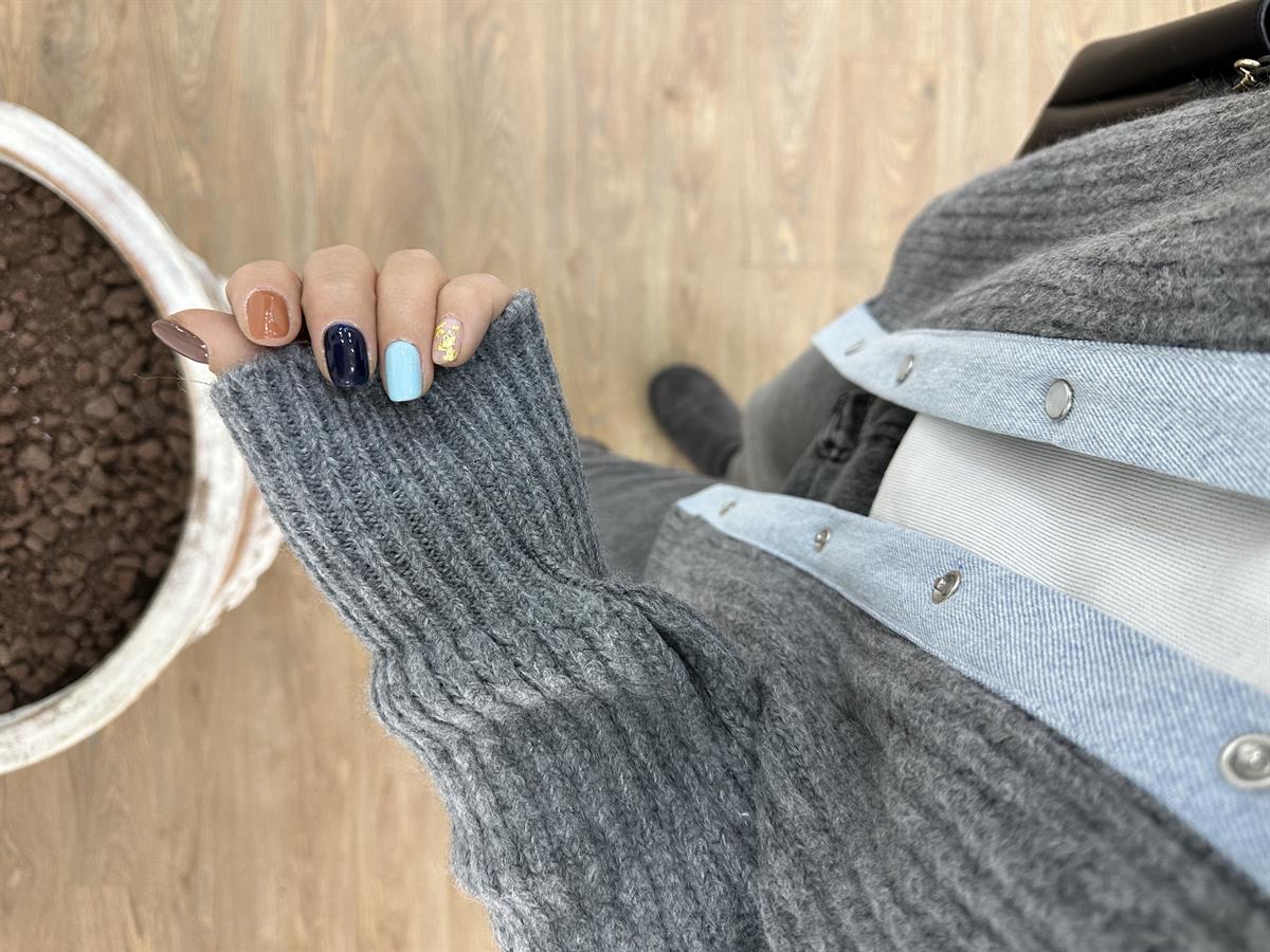 Selanik Örgü Kot Garnili Hırka-Gri