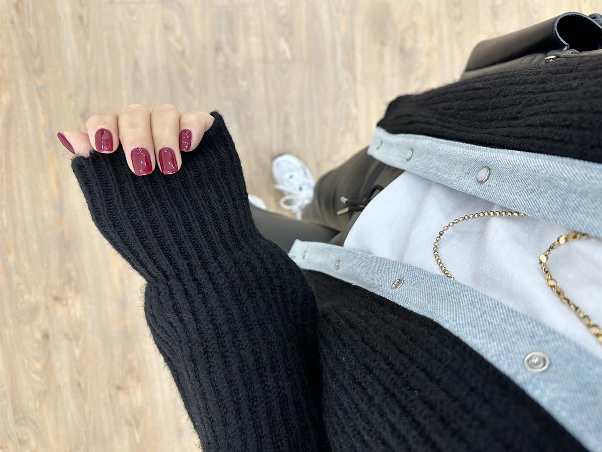 Selanik Örgü Kot Garnili Hırka-Siyah