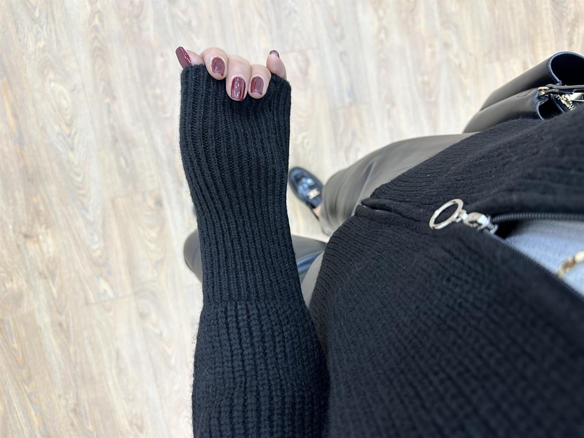 Selanik Örgü Önden Fermuarlı Hırka