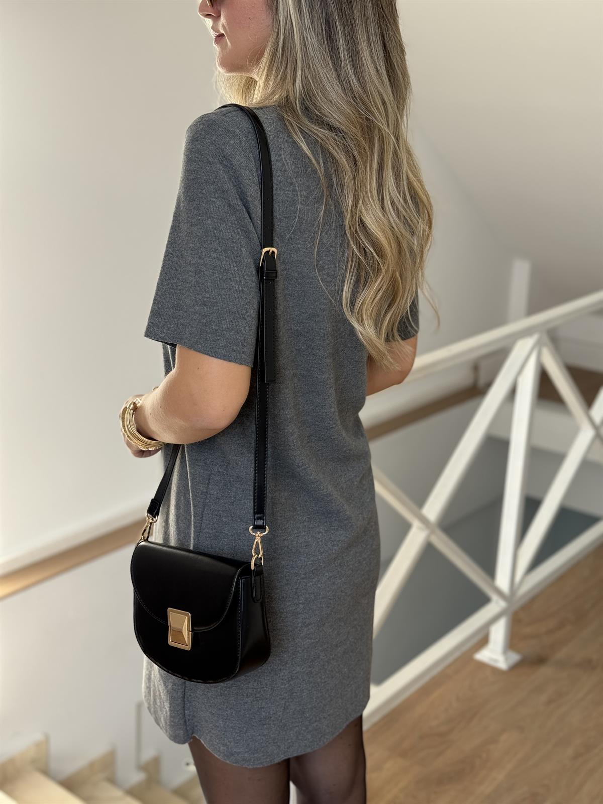 Selanik Örme Kısa Kol Elbise - Gri