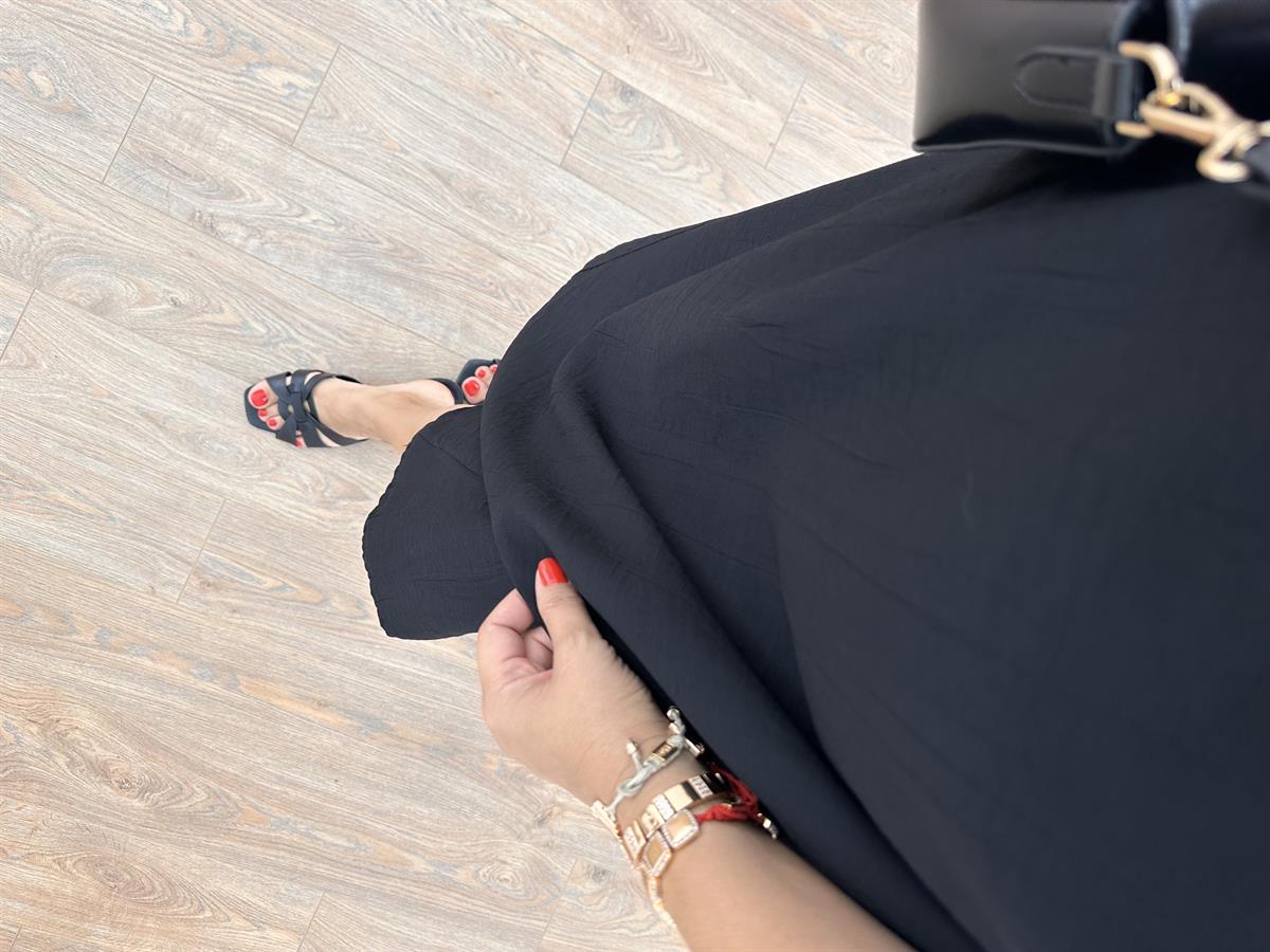 Sıfır Kol Basic Viskon Elbise - Siyah