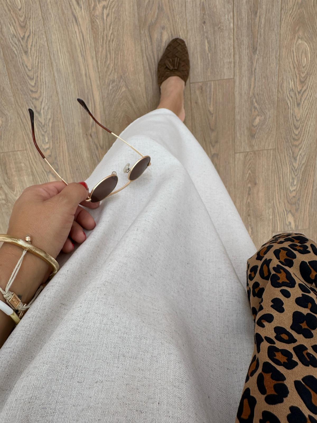 Sıfır Kol Cepli Keten Elbise-Taş