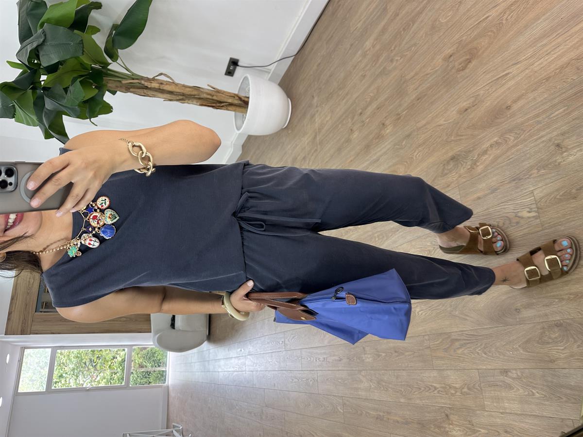 Sıfır Kol Modal Pantolon Bluz Takım - Antrasit