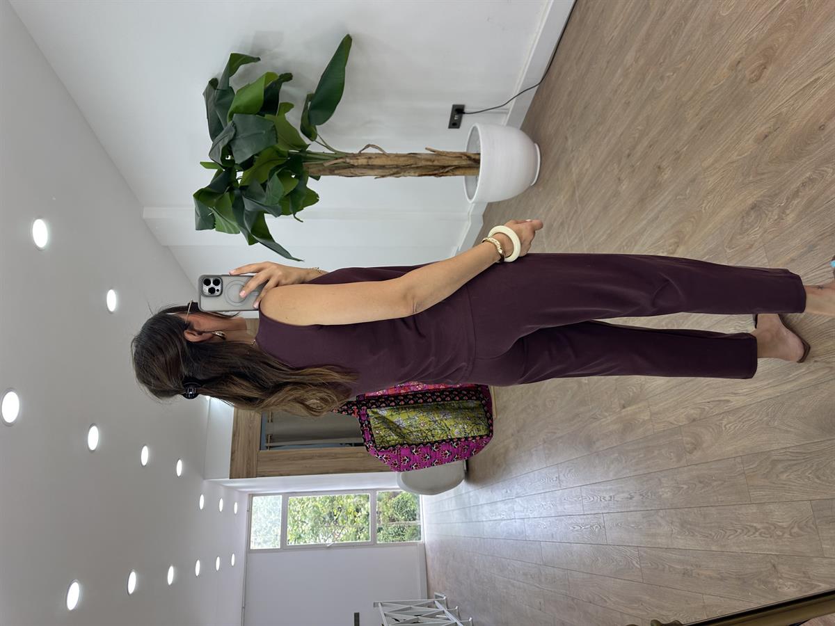 Sıfır Kol Modal Pantolon Bluz Takım - Bordo