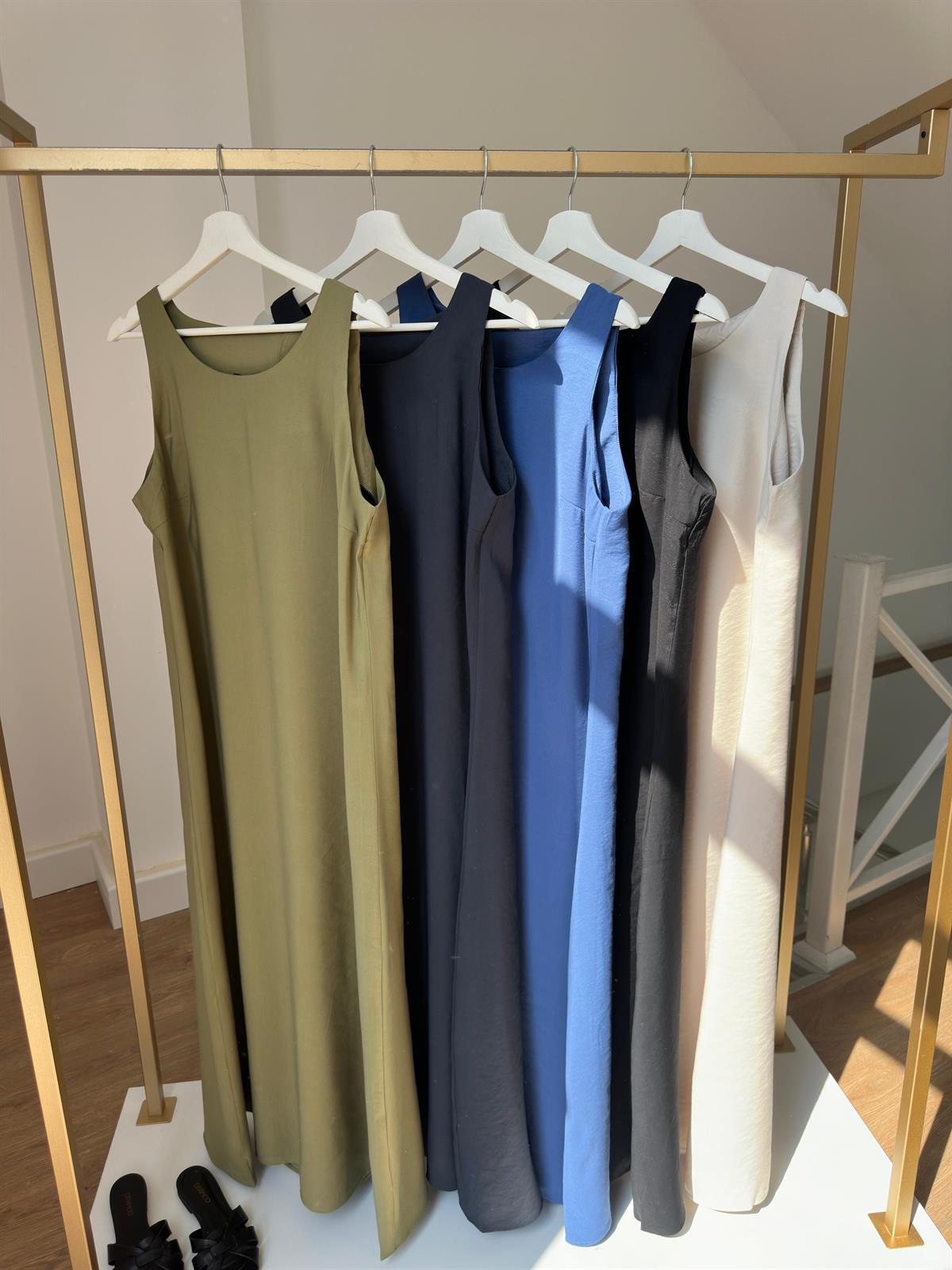 Sıfır Kol Tiril Elbise-Antrasit