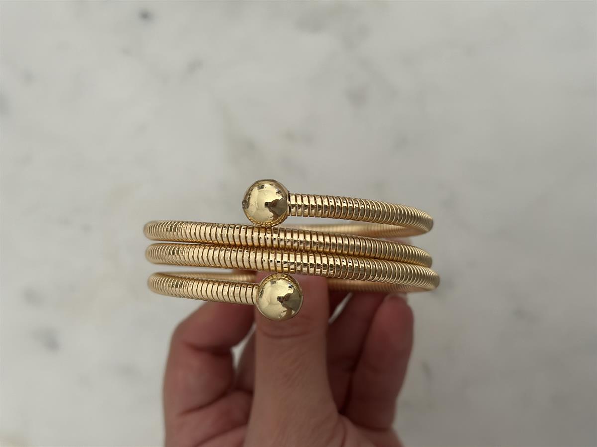 Sıralı Topçuk Tasarım Gold Bileklik