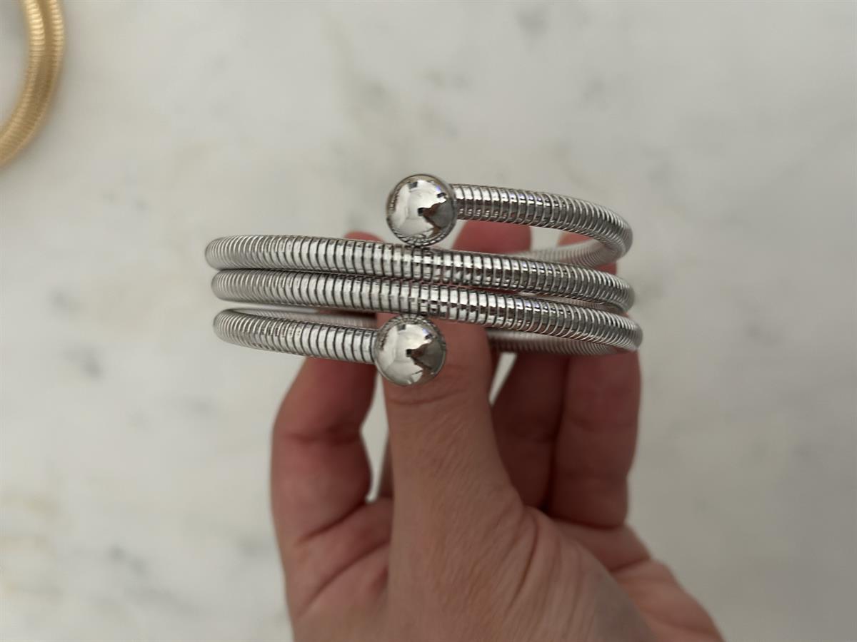 Sıralı Topçuk Tasarım Silver Bileklik