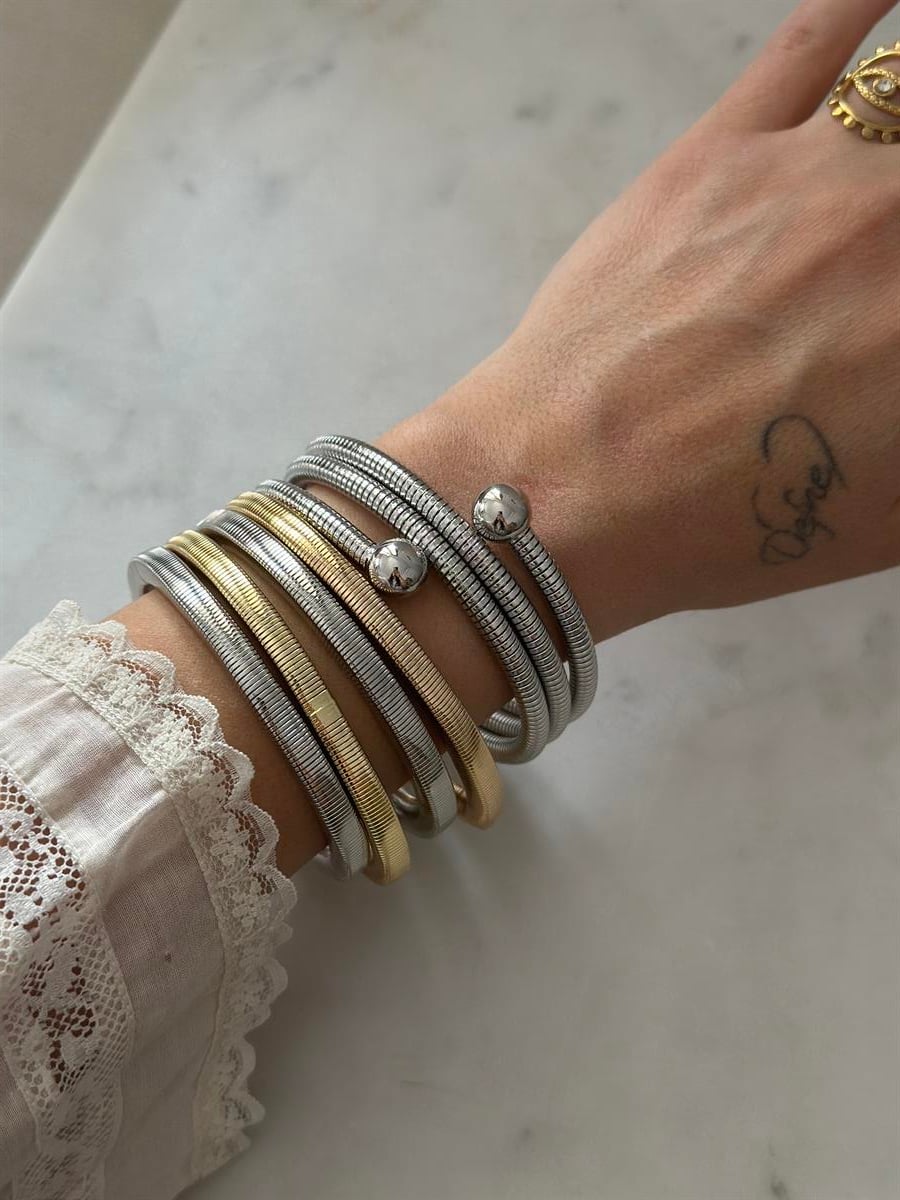 Sıralı Topçuk Tasarım Silver Bileklik
