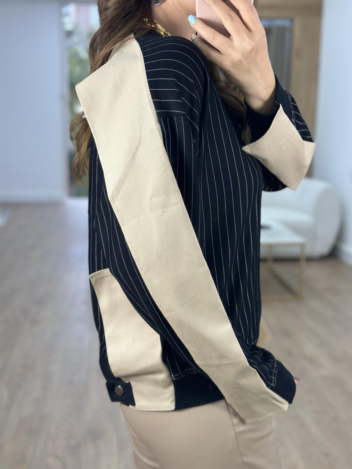 Sırtı Gabardin Garnili Sweatshirt