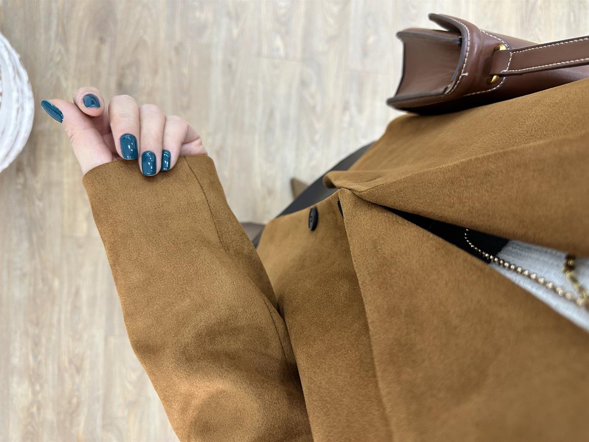 Süet Blazer Ceket-Camel